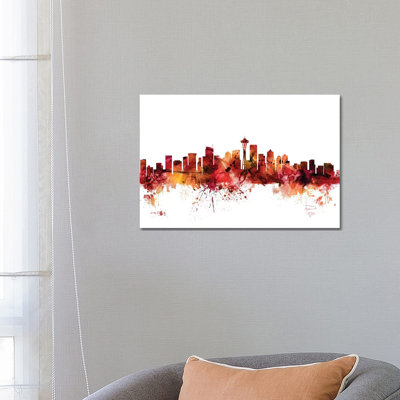 Seattle, Washington Skyline by Michael Tompsett - 1 Piece Wrapped Canvas Wall Art
