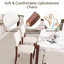 Ensemble de table de salle à manger 5 pièces, avec table de style faux marbre et 4 chaises rembourrées, pieds en bois d'hévéa massif, dossier incurvé, assemblage facile-465079671