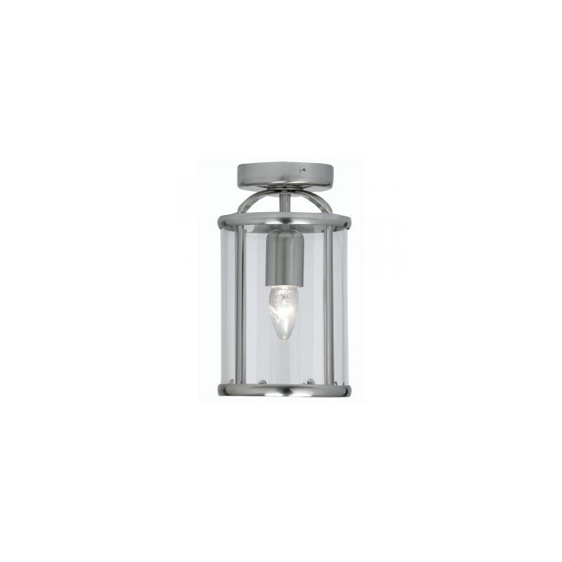 Fern Glass Semi Flush Mount, Antique Chrome