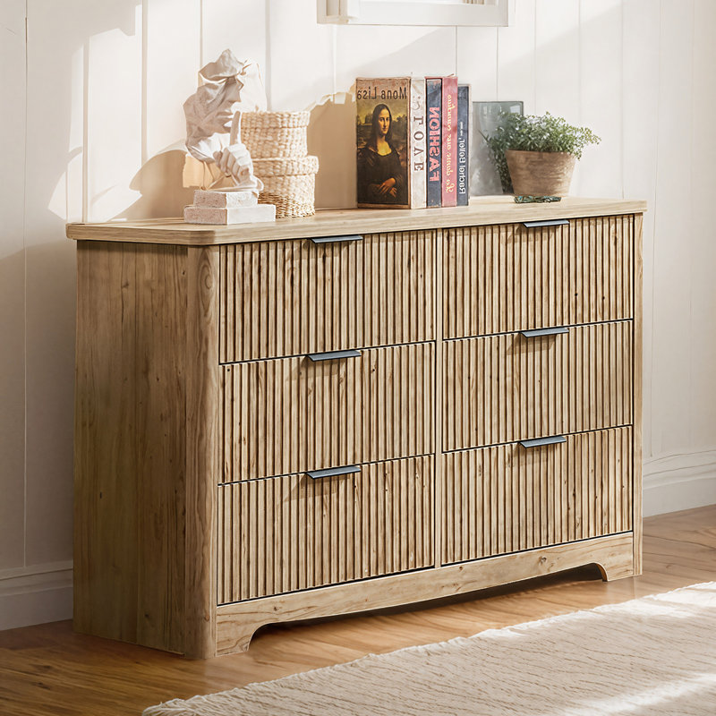 Jahree 47.24" W 6-Drawer Manufactured Wood Dresser, Neutral
