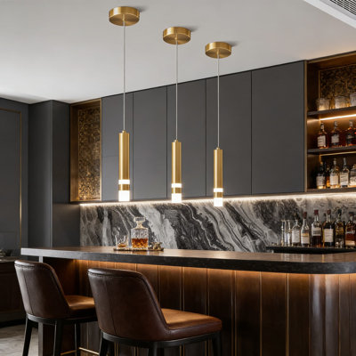 Luminaire suspendu à intensité variable à DEL, conception minimaliste moderne avec hauteur réglable, éclairage intégré écoénergétique pour îlot de cuisine, chambre à coucher et salle à manger (paquet de 3)