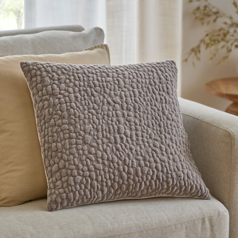 Pebble Chenille Cushion, Feather, Grey
