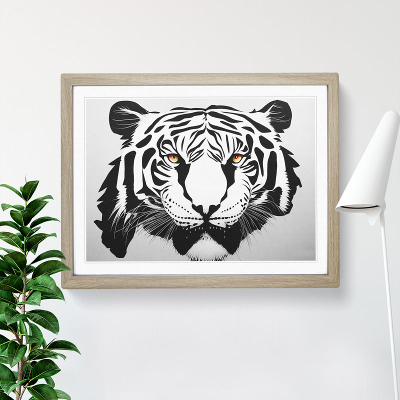 Tiger Vol.4 - Single Picture Frame Print, 46cm H x 64cm W x 2cm D, Oak Framed