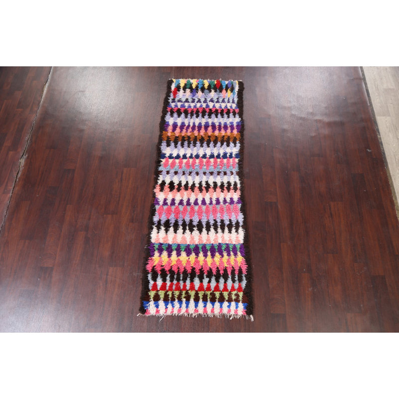Tapis de couloir tribal marocain noué à la main 3 x 8