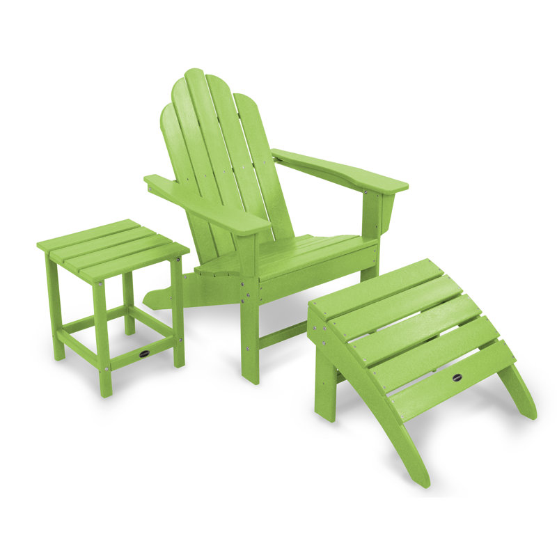 POLYWOOD Long Island Adirondack 3-Piece Set, Lime