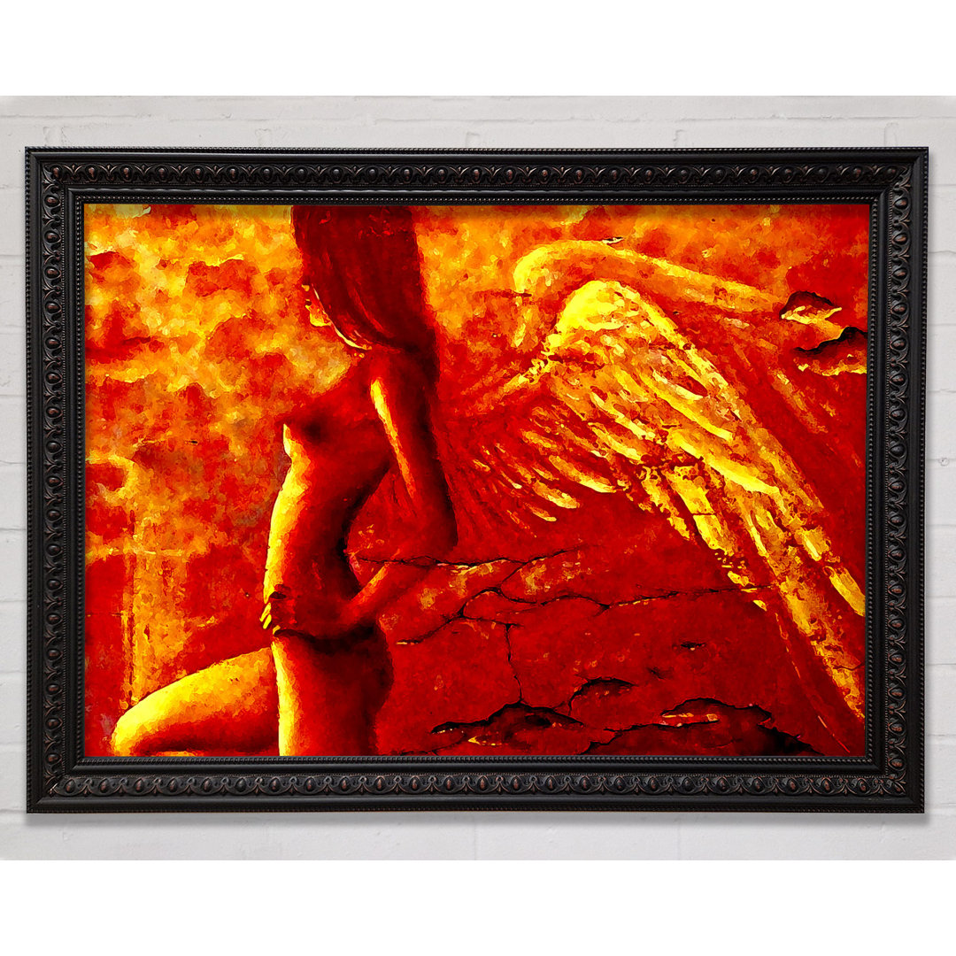 Orange Angel Wings Gerahmter Druck