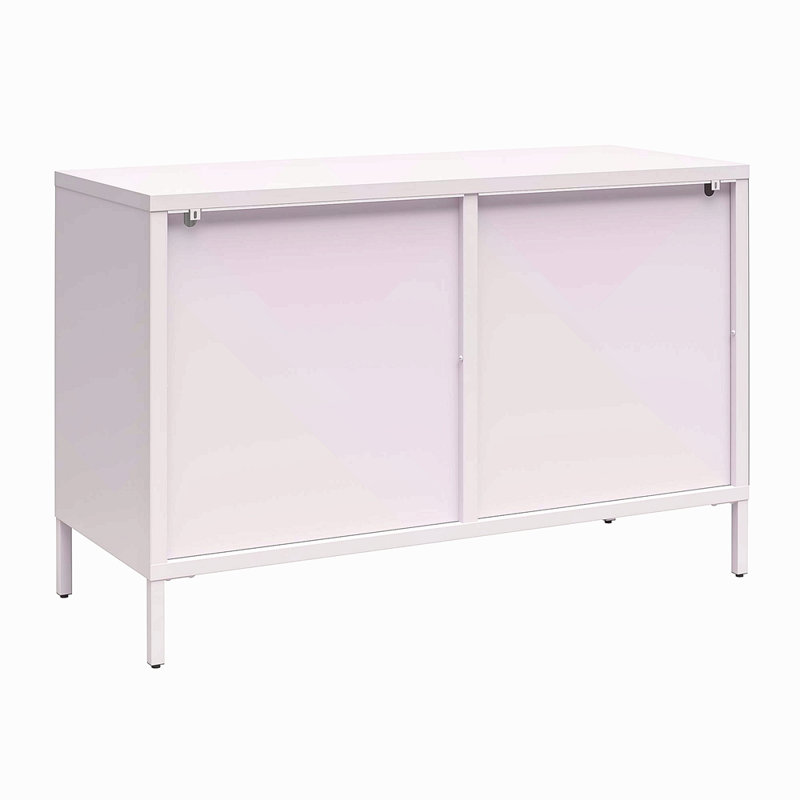 Large armoire d'appoint 2 portes avec verre cannelé, Mauve