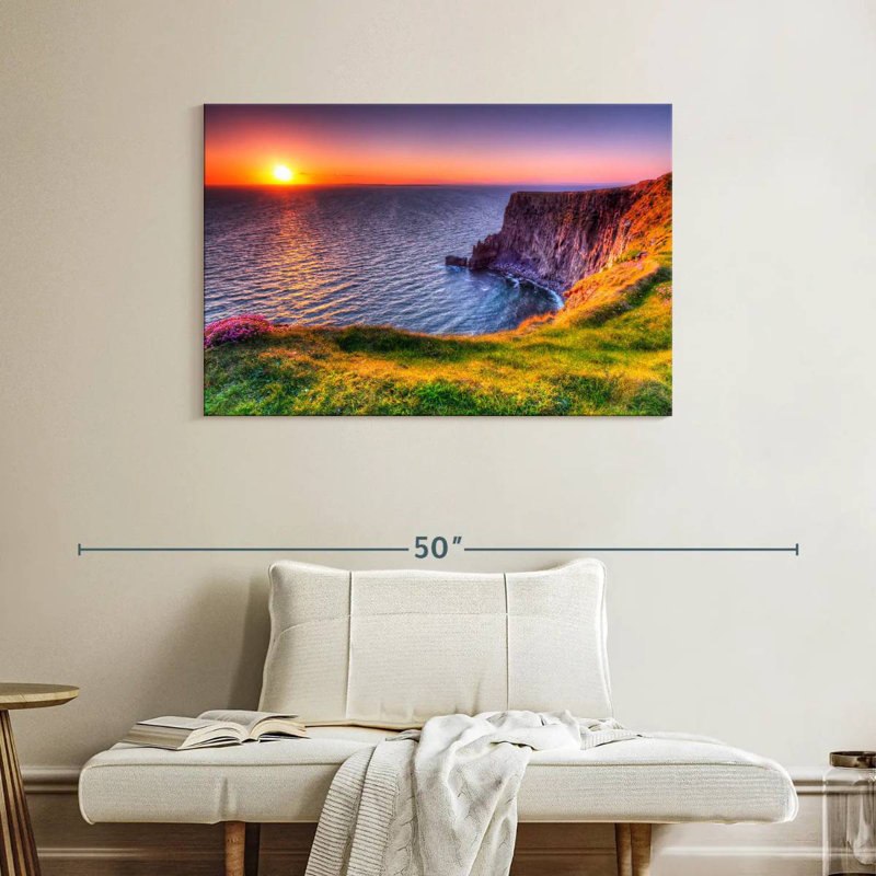 Ravi, coucher de soleil sur les falaises, H 26 po x l 39 po