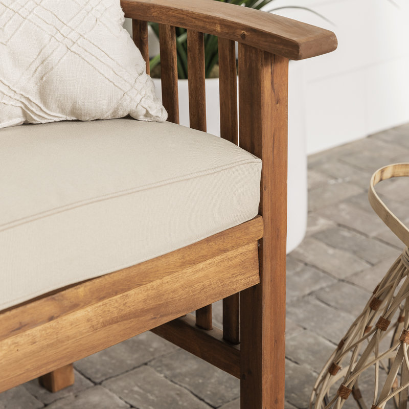 48'' Wide Rectangle Acacia Loveseat with Cushions, Brown