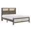 Ensemble de chambre pour grand lit, gris, blanc, bois de frêne clair, bois noir, ensemble de 3 pièces avec 2 tables de chevet-130622934