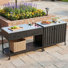 Ensemble d'îlot de cuisine 2 pièces avec comptoirs en acier inoxydable, table de préparation mobile avec bassin à glace amovible et armoire de rangement à 2 portes