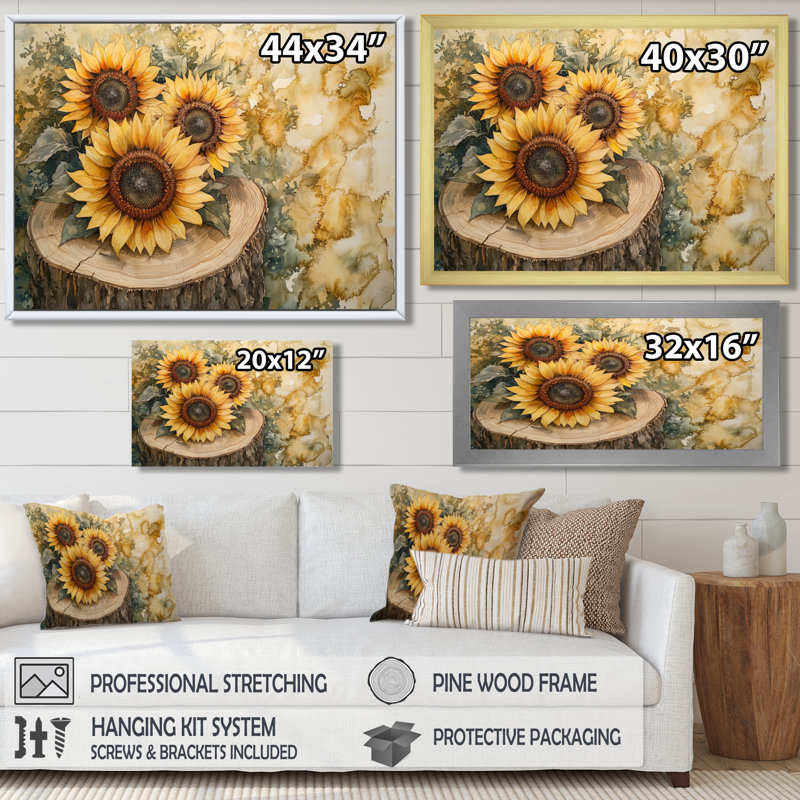 Doloritas tournesols fleurs sur un plateau en bois diapositive II - tournesols, art mural, Noir, noir, noir, noir