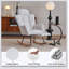 Chaise berçante rembourrée en tissu avec coussin et repose-pieds Teddy