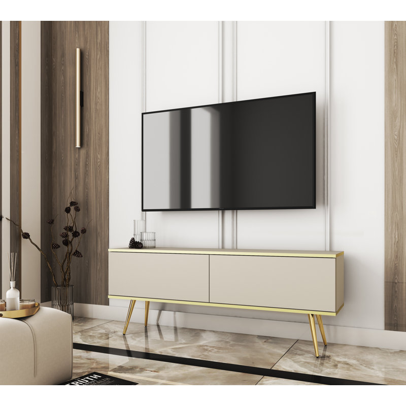 Gerken TV Stand for TVs up to 60", Beige/Gold