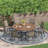 60" Patio Dining Set with Extra Large Round Dining Table and 8 Padded Textilene Dining Chairs-1045012639