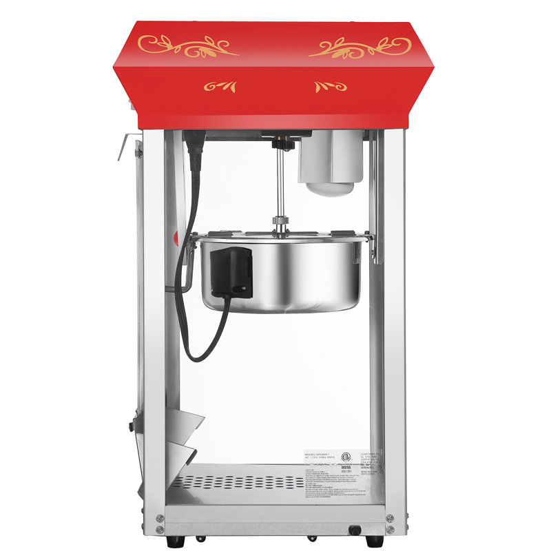 Vintage Red Stainless Steel Countertop Popcorn Machine
