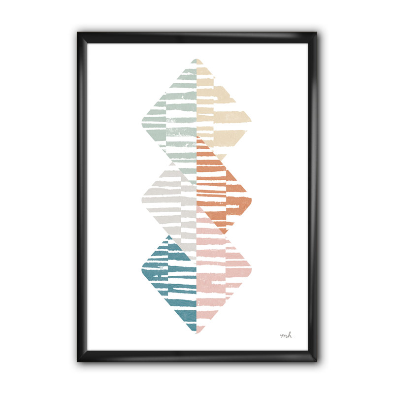 « aquarelle géométrique triangle ii »-cadre photo sur toile, Cadre noir, H 46 po x l 36 po x P 1,5 po