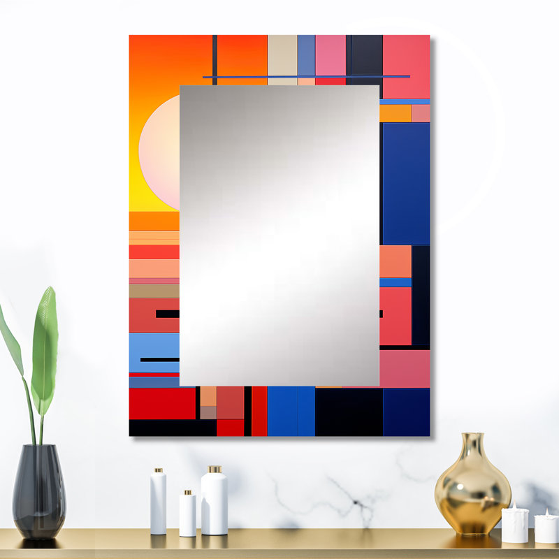 De Stijl, géométrique pastel Harmony III - miroir décoratif coucher de soleil, 32 po x 24 po