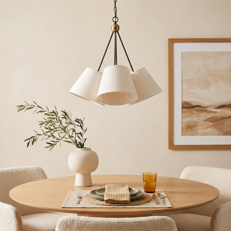Grove 4-Light Chandelier, Oatmeal, Bronze