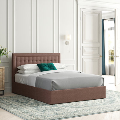 Lit plateforme tapissier avec rangement Cletus