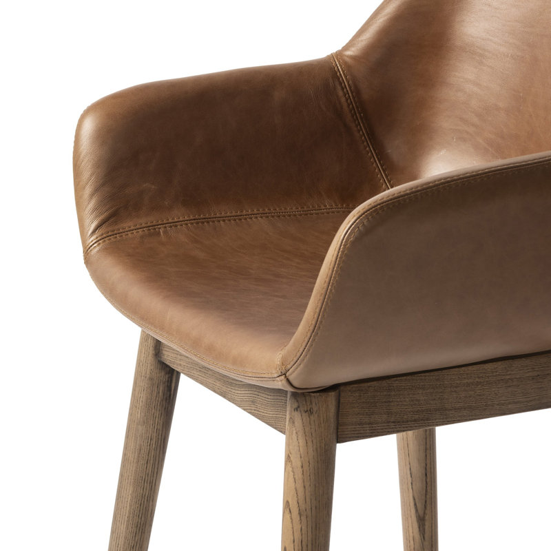 Hannah Swivel Stool, Counter Stool (26.5" Seat Height), Sonoma Chestnut/Genuine Leather, Amber Ash