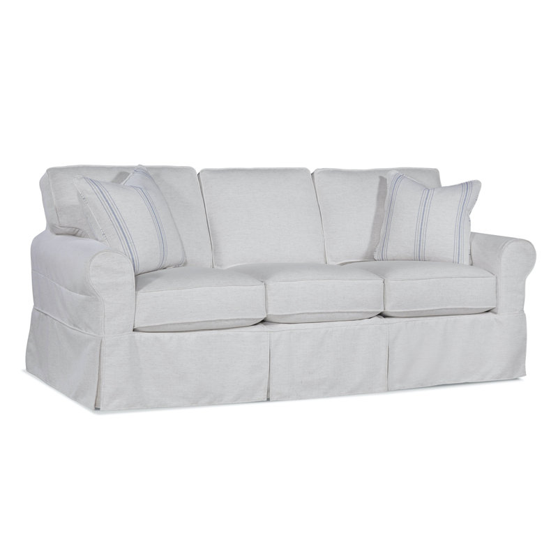 Bedford 86'' Slipcovered Sofa, Taupe Plaid; 0126-73