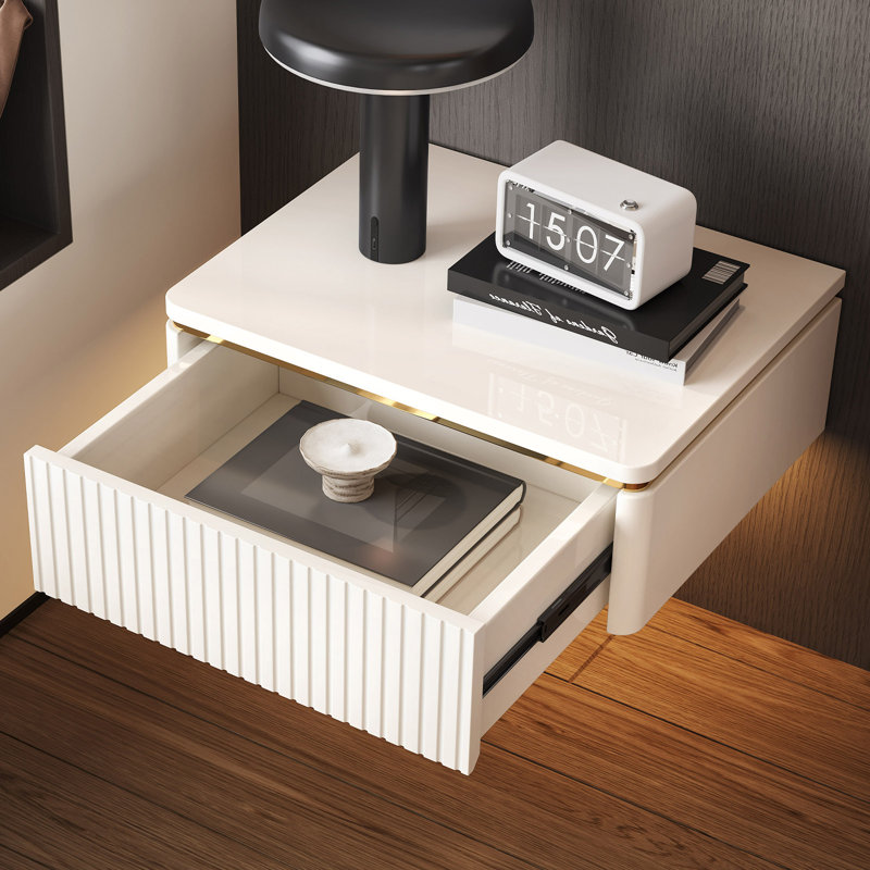 Table de chevet flottante 20 po avec tiroir, blanc