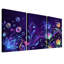 «Neon Lotus and Swirl Vines in Violet Glow», ensemble de 3 toiles murales-857185083