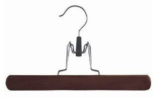 Cintre en bois pour pinces / jupes, Noyer / Chrome