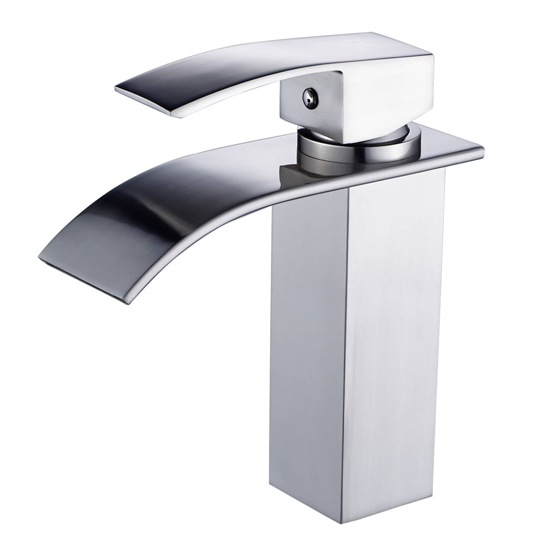 Single Hold Faucet Handle Bathroom Faucet Waterfall One Hole Modern Bathroom Sink Faucets Solid Brass Mixer Basin Vanity Taps With Valve AWZTOO 