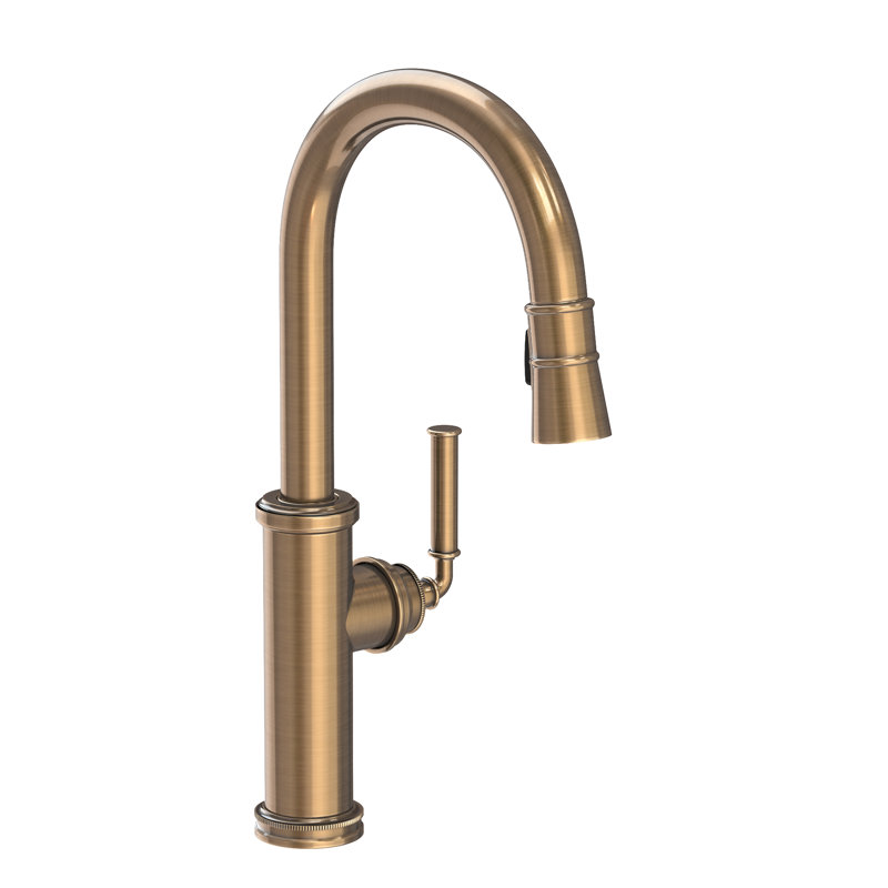 Taft Single Handle Pull Down Kitchen Faucet, Antique Brass