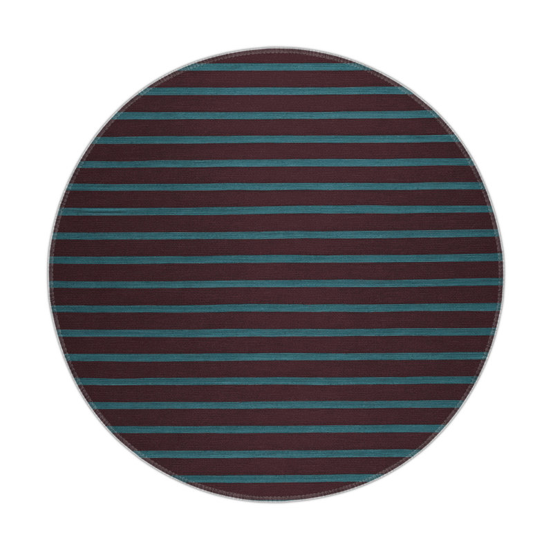 Tapis intérieur / extérieur brun HorizontalStripes, Rond 5 pi