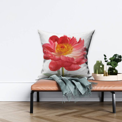 Pink peony - 26"x26" Throw pillow cover - Poly twill - Print on demand