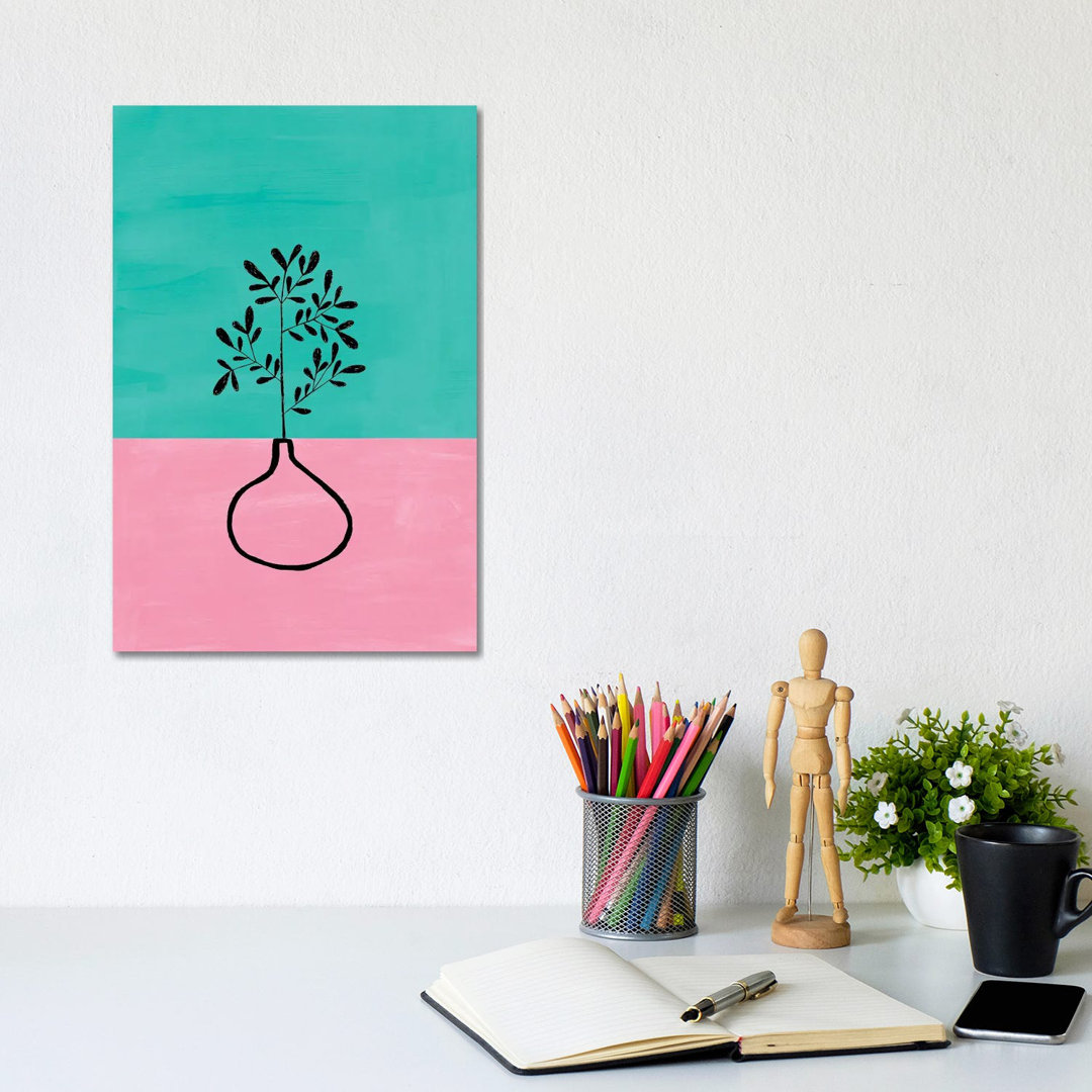 Turquoise House Plant by EnShape - Wrapped Canvas Print