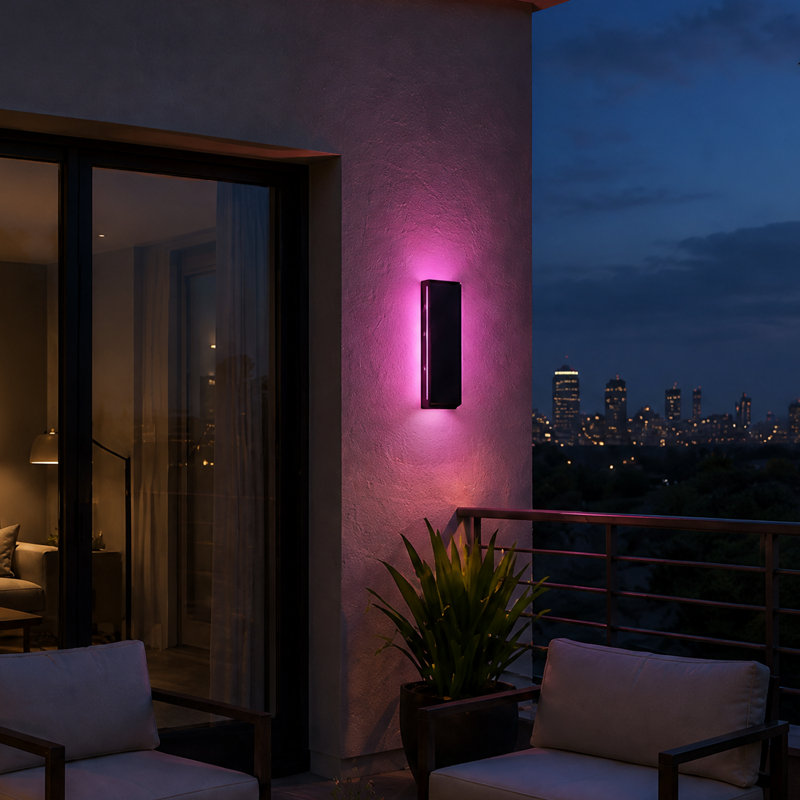16" Modern Smart LED Wall Sconce, Dimmable Integrated Wall Light, RGBCW Color Changing, 100-265V, WiFi & Bluetooth Connection, Outdoor Commercial Wall Washing Lighting, Black