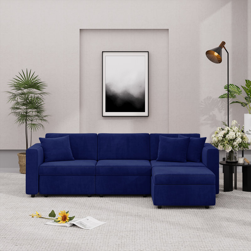 Chrishonna Velvet Sectional, Blue