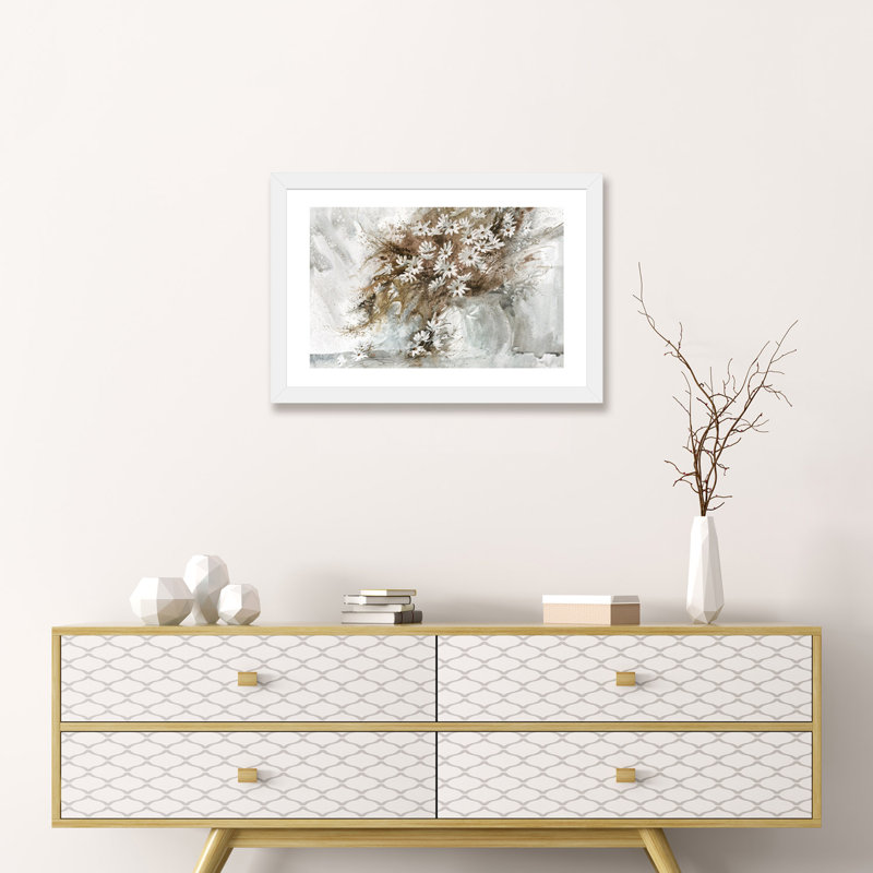 «Daisy Arrangement» - reproduction d'art, H 16 po x l 24 po x P 1 po, Papier blanc