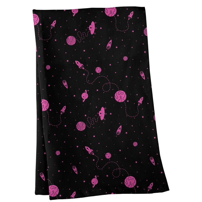 Tea Towel Kitchen Towel, Cotton Twill, Black/Pink
