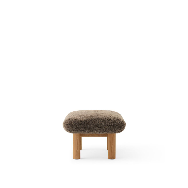 Brasilia Ottoman, Sheepskin Sahara, Walnut