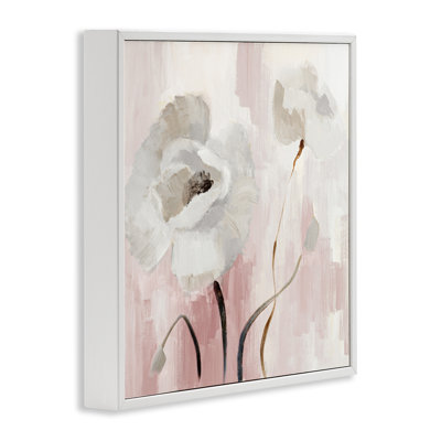 Fleurs abstraites blanches, estampe numérique encadrée par Lanie Loreth
