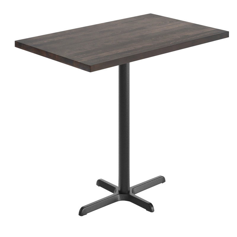 Plateau de table rectangulaire en bois massif avec base en X, H 42 po x L 48 po x l 30 po, Bois brun foncé, Noir