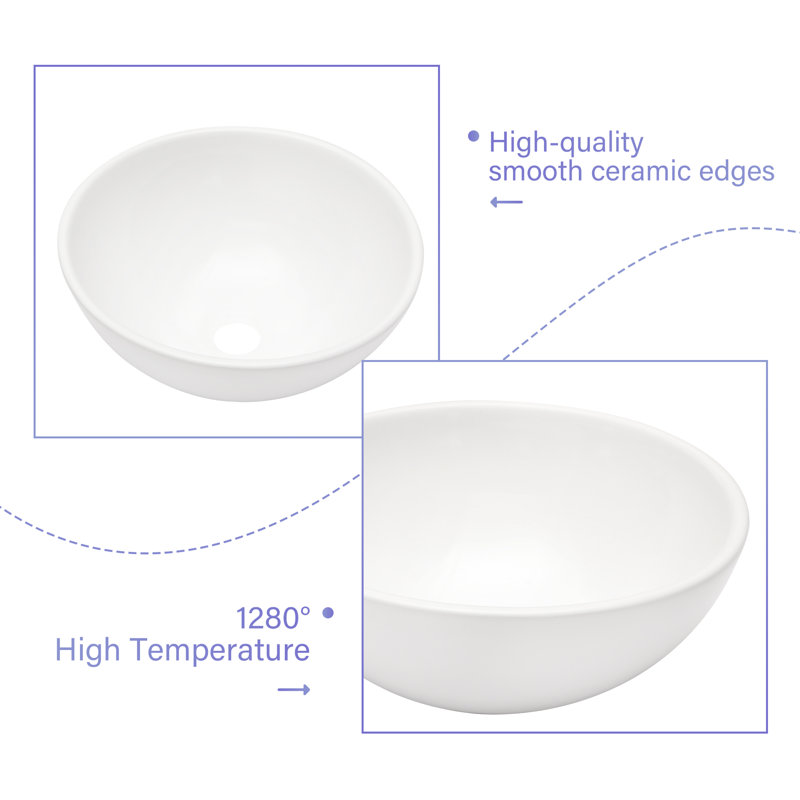 Topcraft White 13X13-Inch Ceramic Vessel Bathroom Sink