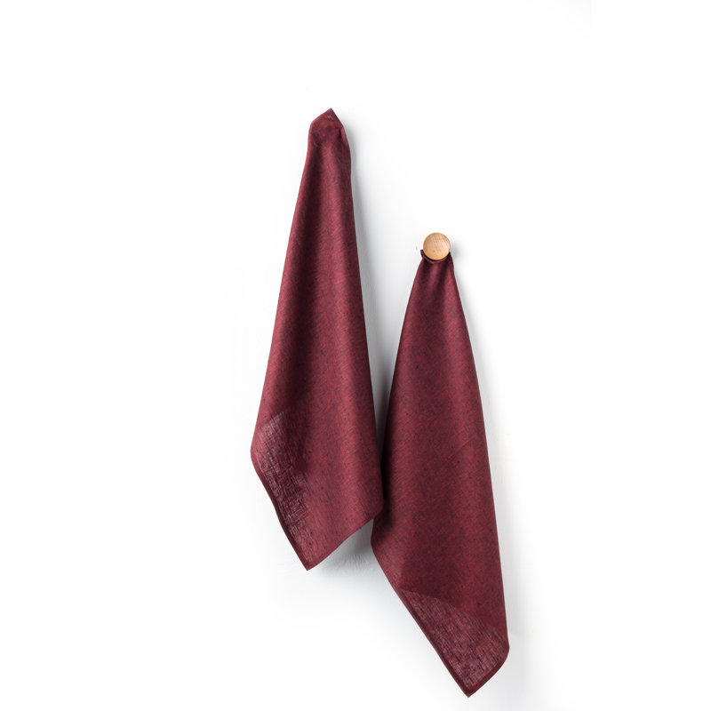 Kitchen Linen - 100% Pure Linen Kitchen Towels, Red Garnet