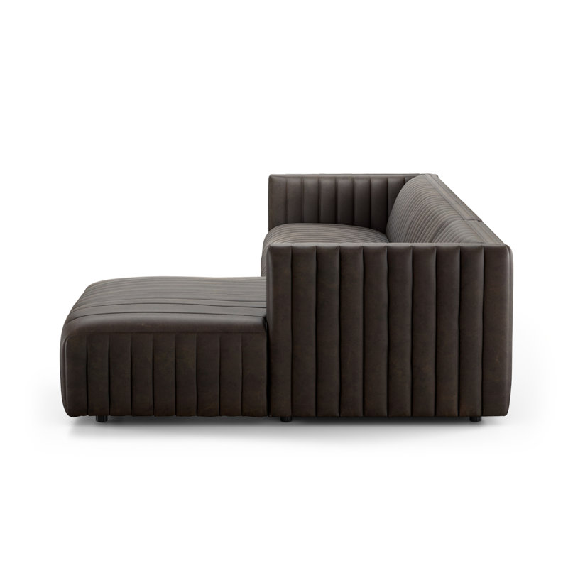 Brandt Upholstered L-Shaped Sectional, Deacon Wolf Genuine Leather, Right Hand Facing, 26.5" H x 126" W x 64" D