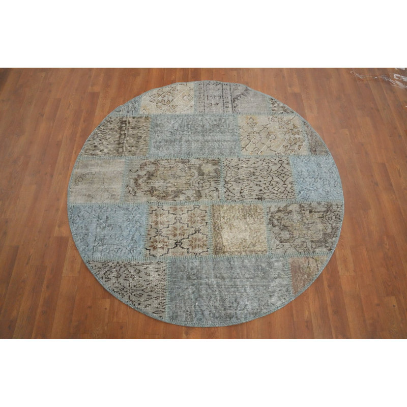 Tapis rond patiné moderne patiné 5 x 5