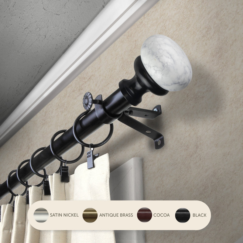Adjustable Single Curtain Rod, 28" – 48", Black