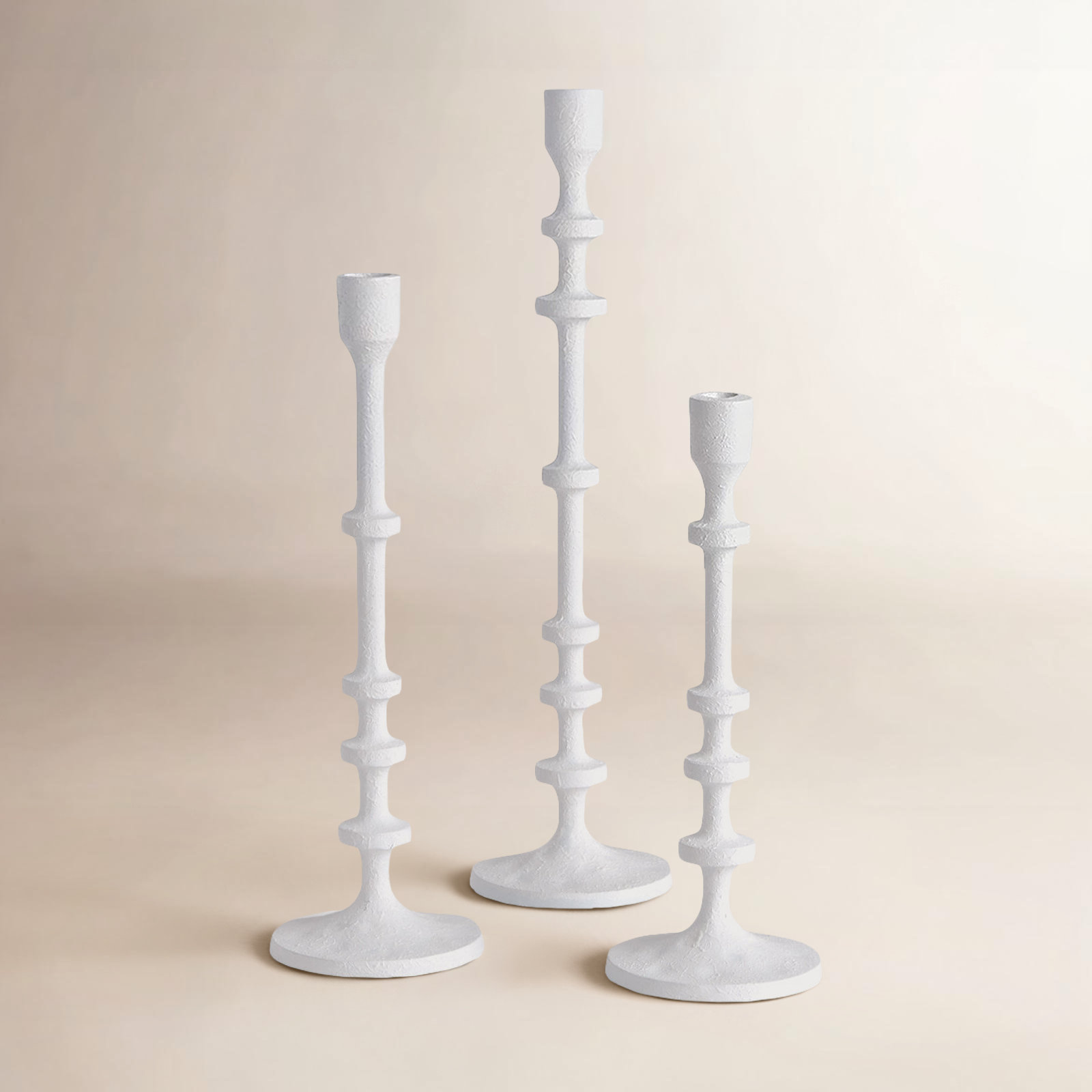 Ginny Taper Holders (Set of 3), White