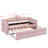 Twin XL Size Cushioned Daybed With Trundle And LED Light, Trundle Adjustable To Horizontal Or Vertical Position-2119569189