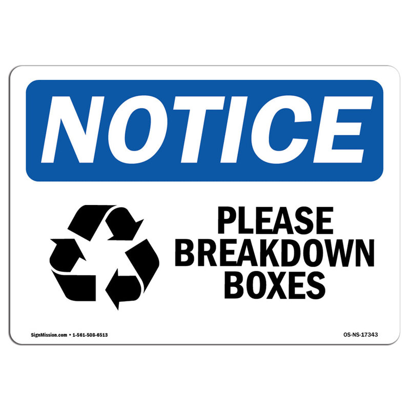Please Breakdown Boxes Aluminum Sign 12 x 18