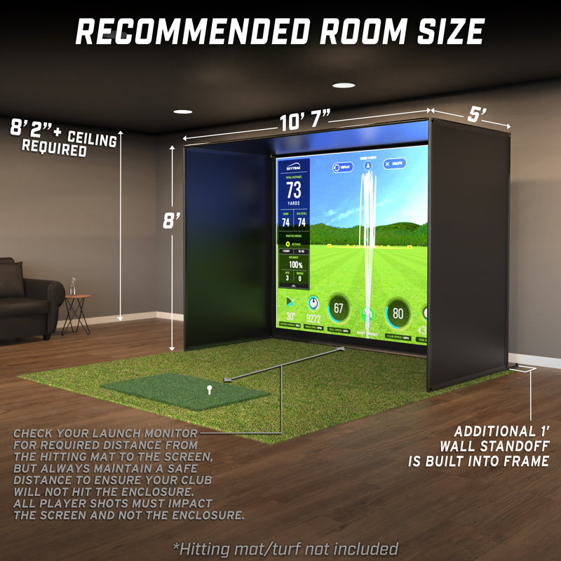 GoSports Golf Simulator Enclosure Net - Complete Set with Frame and HD Impact Screen Kit - 10 x 8 Ft, 10 x 8 ft